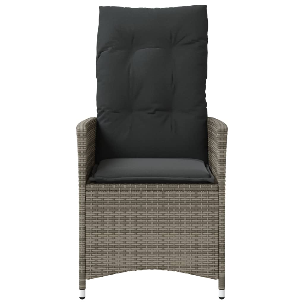 Gartensessel Verstellbar mit Kissen Schwarz Poly Rattan