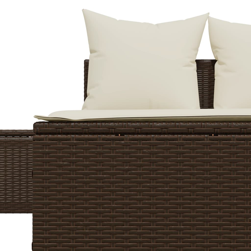 Doppel-Sonnenliege mit Auflagen Beige Poly Rattan