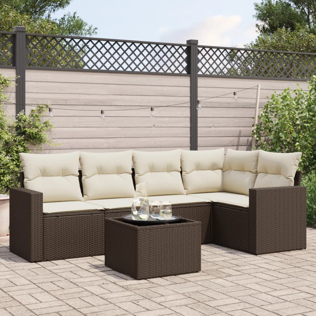 5-tlg. Garten-Sofagarnitur mit Kissen Schwarz Poly Rattan