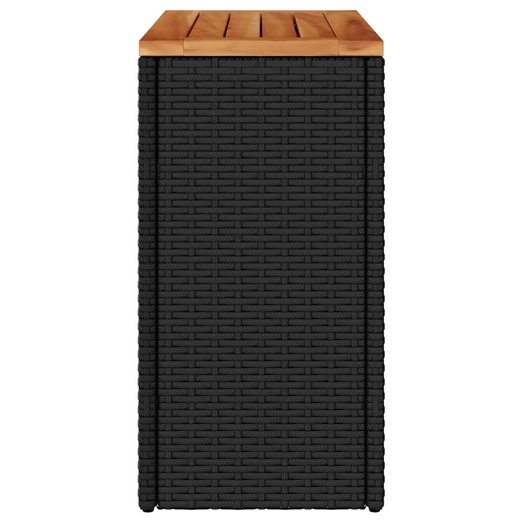 Garten-Beistelltisch mit Glasplatte Schwarz 58x27,5x55cm Rattan
