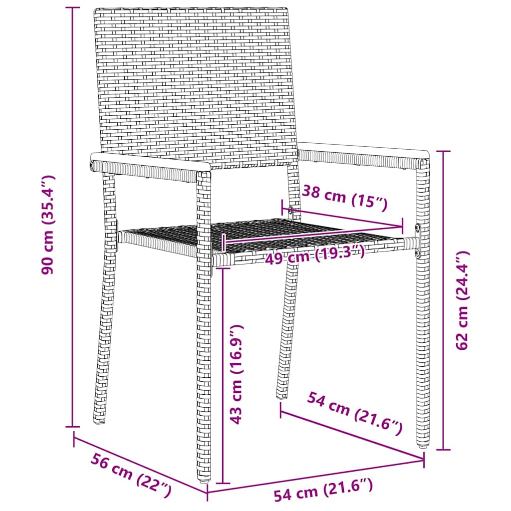 Garten Stapelstühle 4 pcs Braun und Schwarz 54 x 56 x 90 cm