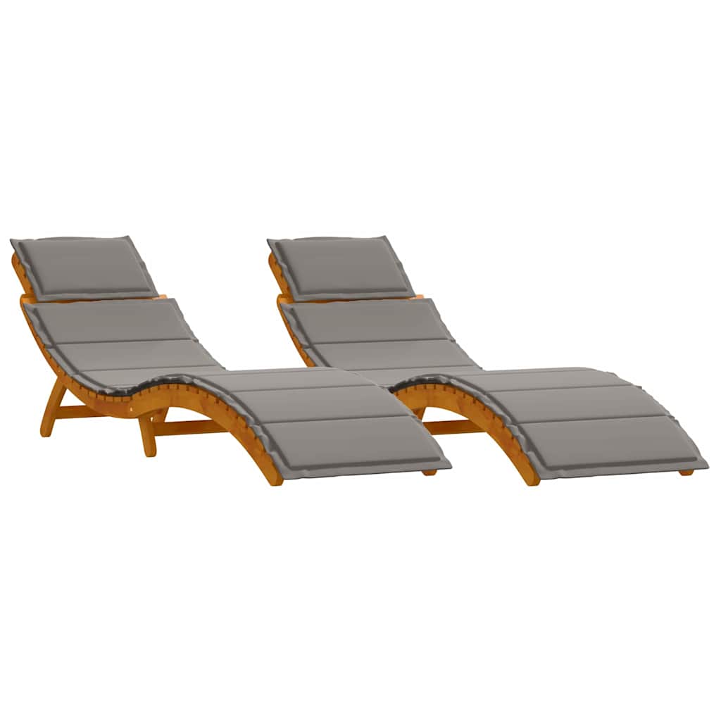 Sonnenliege mit Auflage Beige Massivholz Akazie