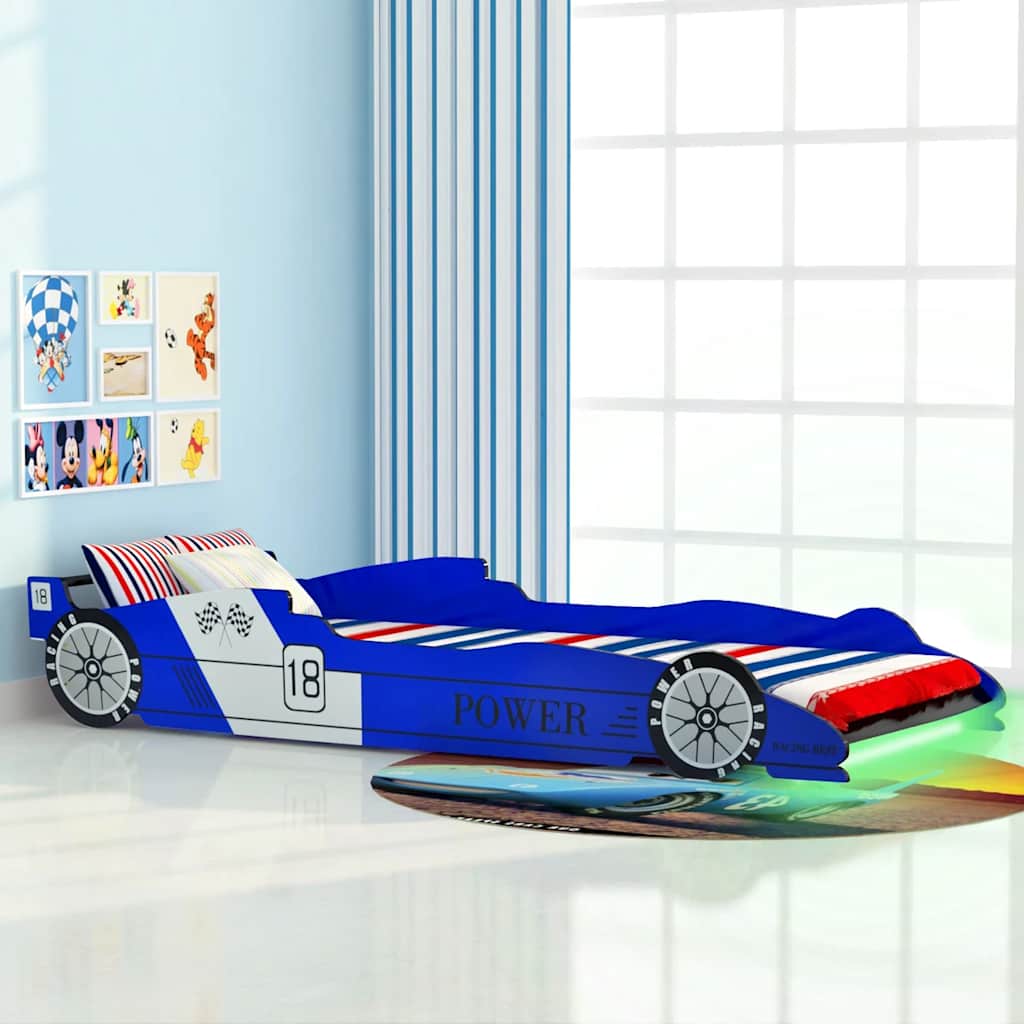 Kinderbett mit LED im Rennwagen-Design 90 x 200 cm Rot