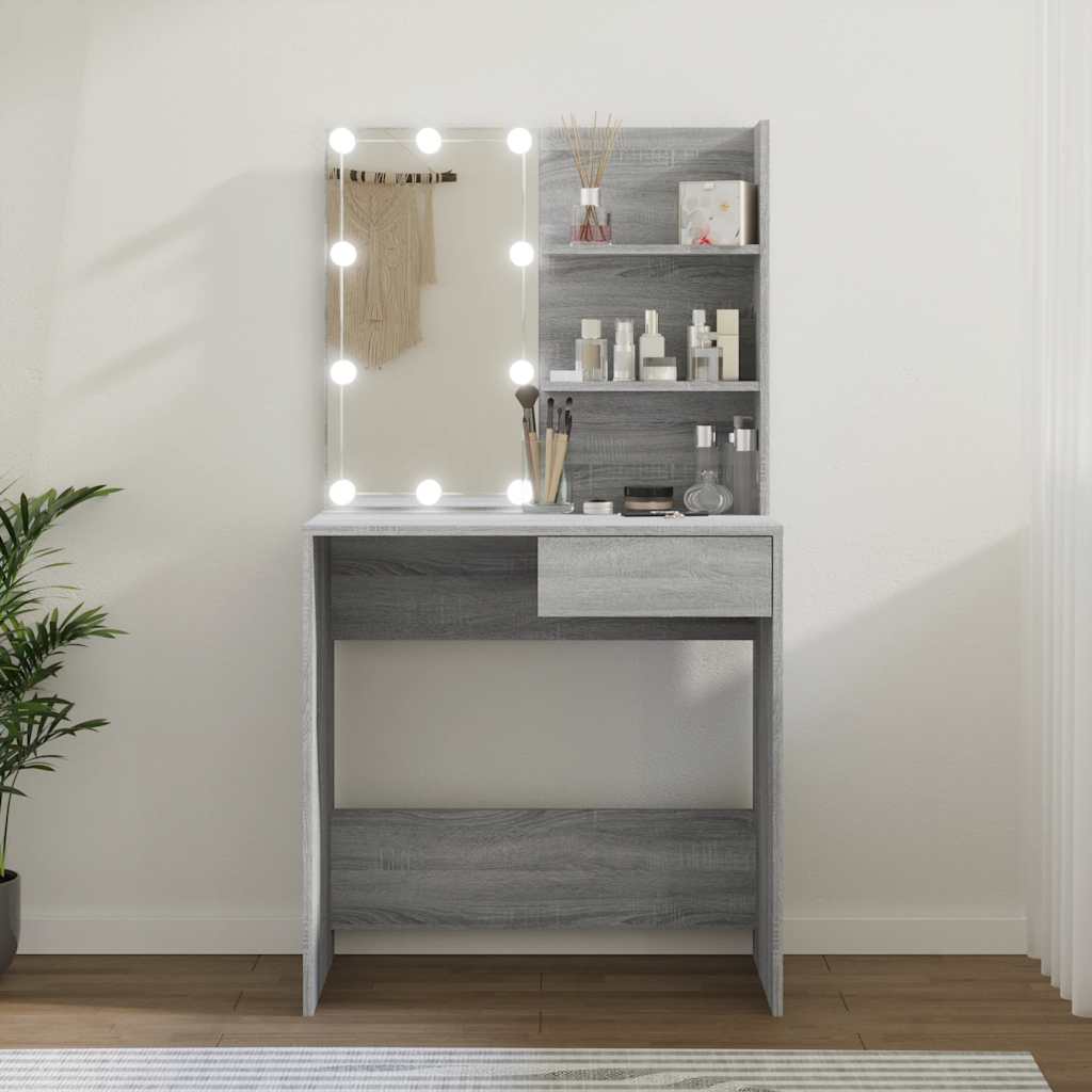 Schminktisch mit LED Weiß 74,5x40x141 cm