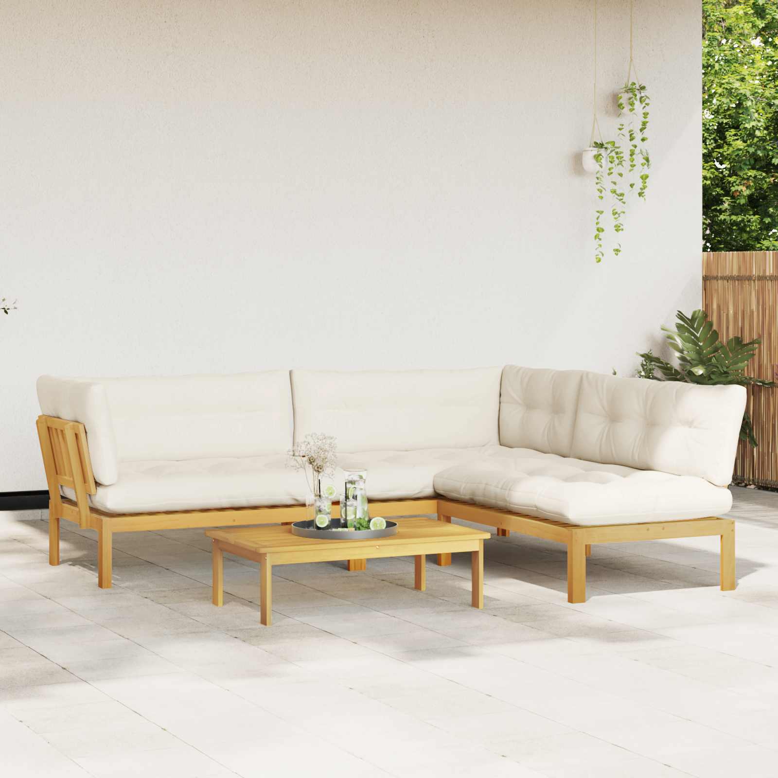 3-tlg. Garten-Sofagarnitur aus Paletten Massivholz Akazie