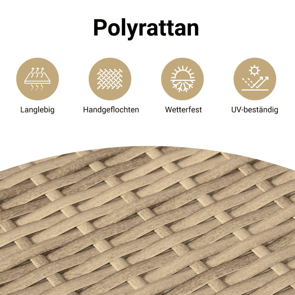 10-tlg. Garten-Sofagarnitur mit Kissen Schwarz Poly Rattan