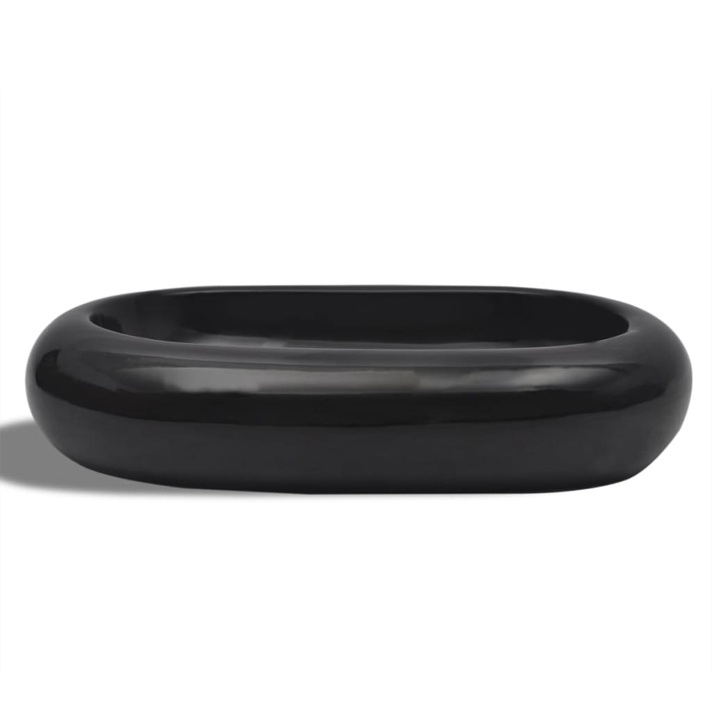 Keramik Waschtisch Waschbecken Oval Weiß 63 x 42 cm