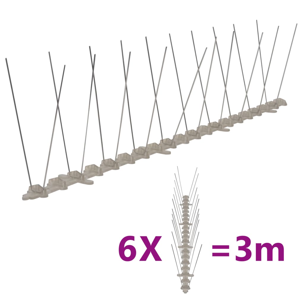20-tlg. Vogelabwehr-Spikes-Set 10 m Kunststoff 2-reihig