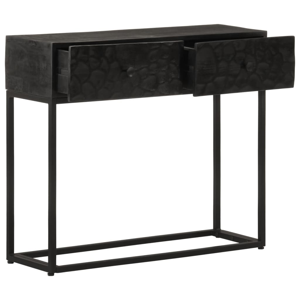 Nachttisch Schwarz 40x30x50 cm Massivholz Mango und Eisen