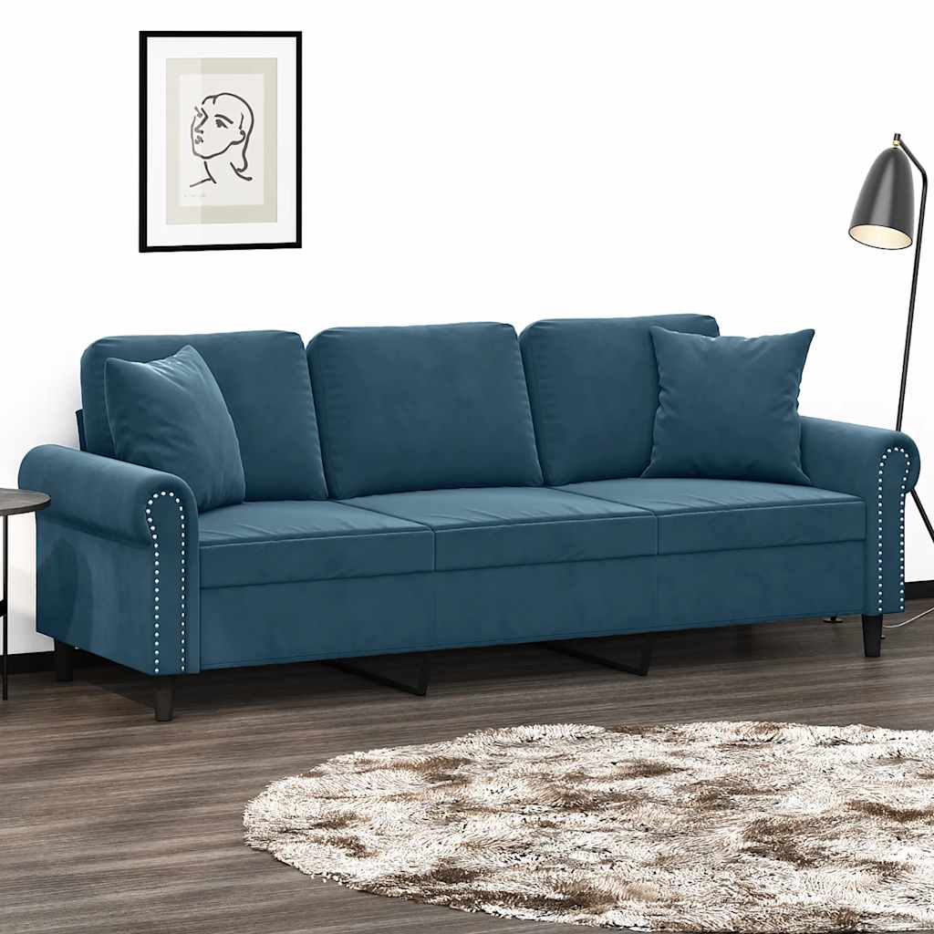2-Sitzer-Sofa mit Zierkissen Dunkelgrün 120 cm Samt