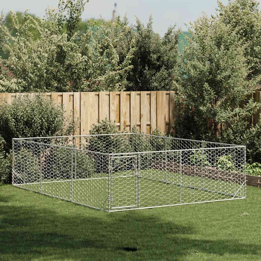Outdoor-Hundezwinger mit Tür 2x4x1 m Verzinkter Stahl