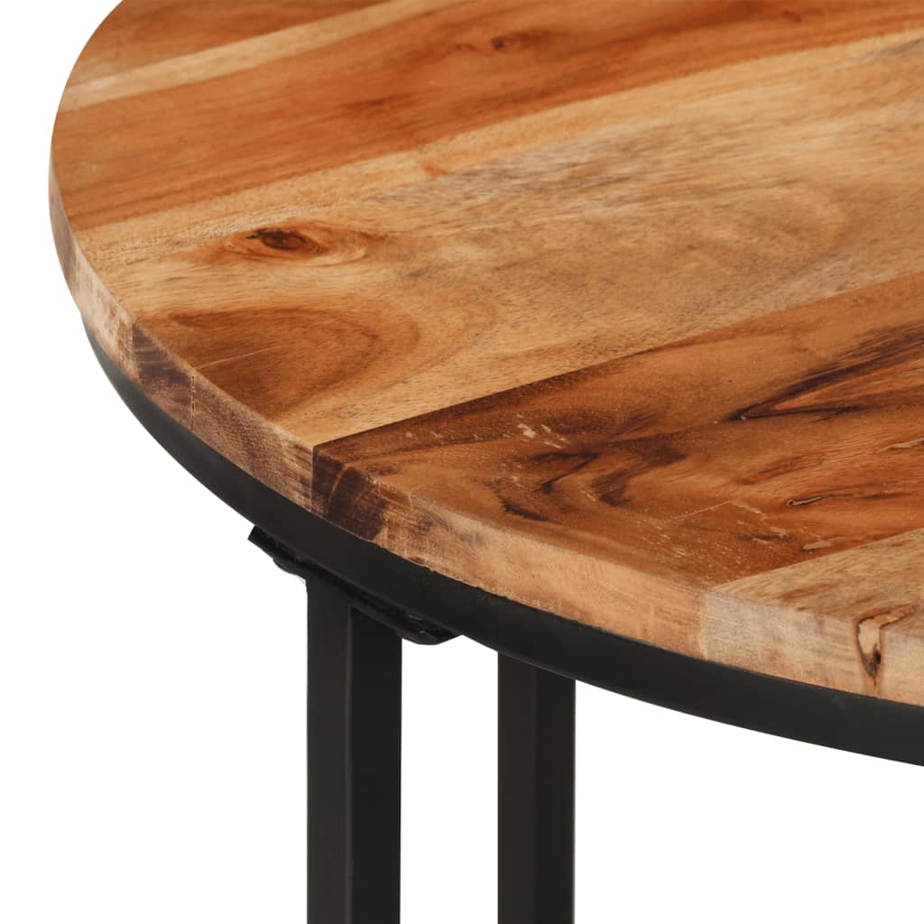 Couchtisch 45x45x35 cm Massivholz Akazie und Eisen