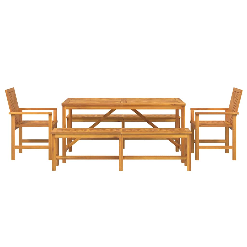 Garten Essgruppe 3 Stk. Braun Massivholz Akazie