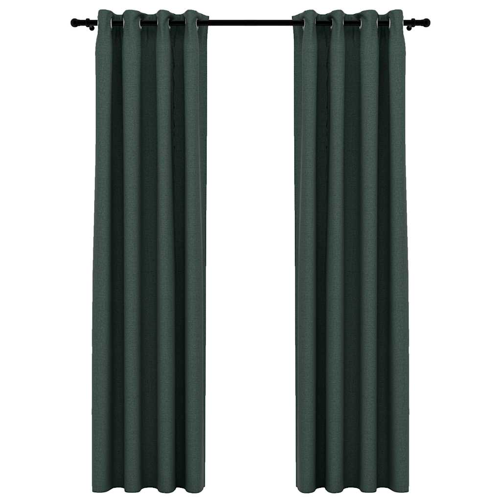 Verdunkelungsvorhänge Ösen Leinenoptik 2 Stk. Schwarz 140x175cm