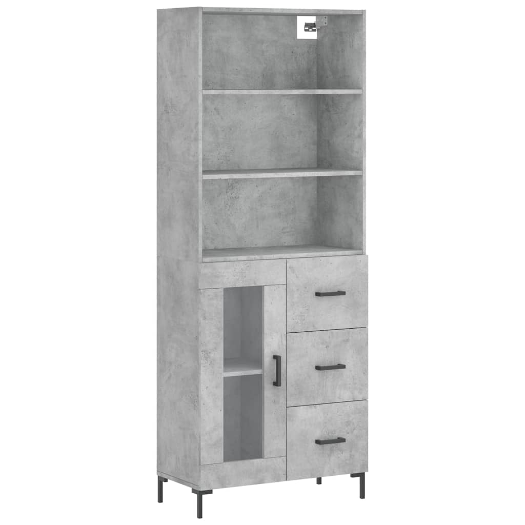 Highboard Hochglanz-Weiß 69,5x34x180 cm Holzwerkstoff