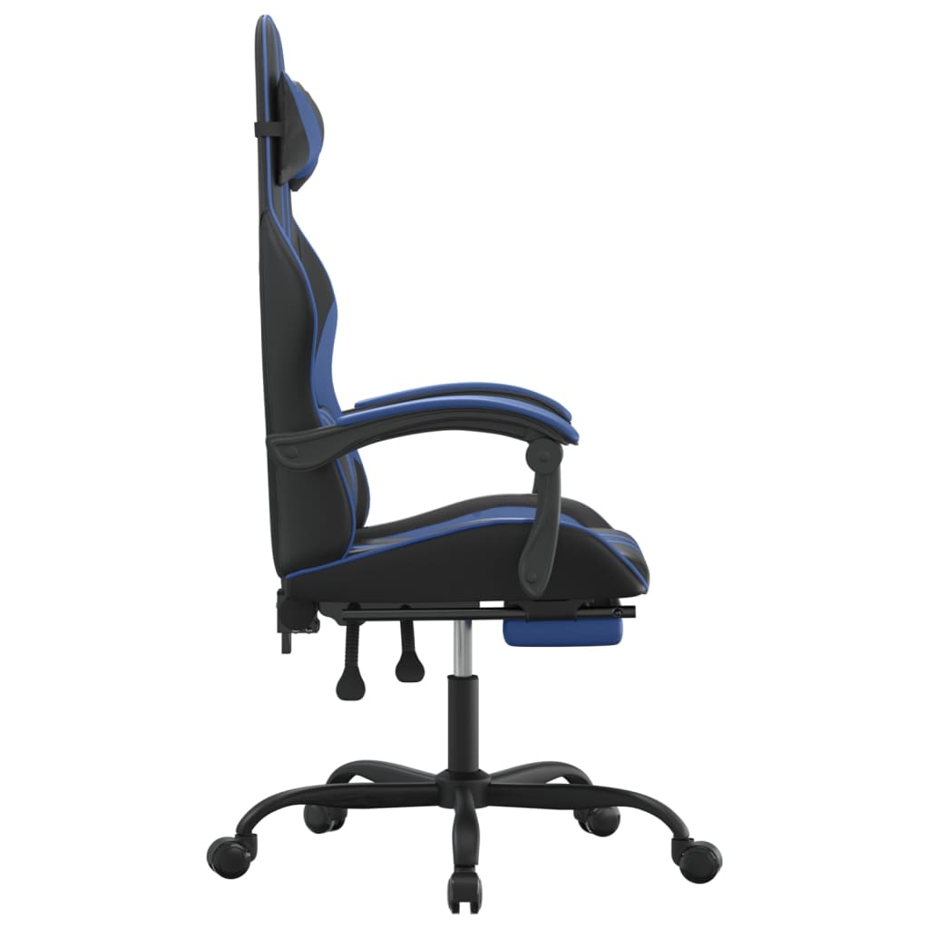 Gaming-Stuhl Drehbar Schwarz und Blau Kunstleder