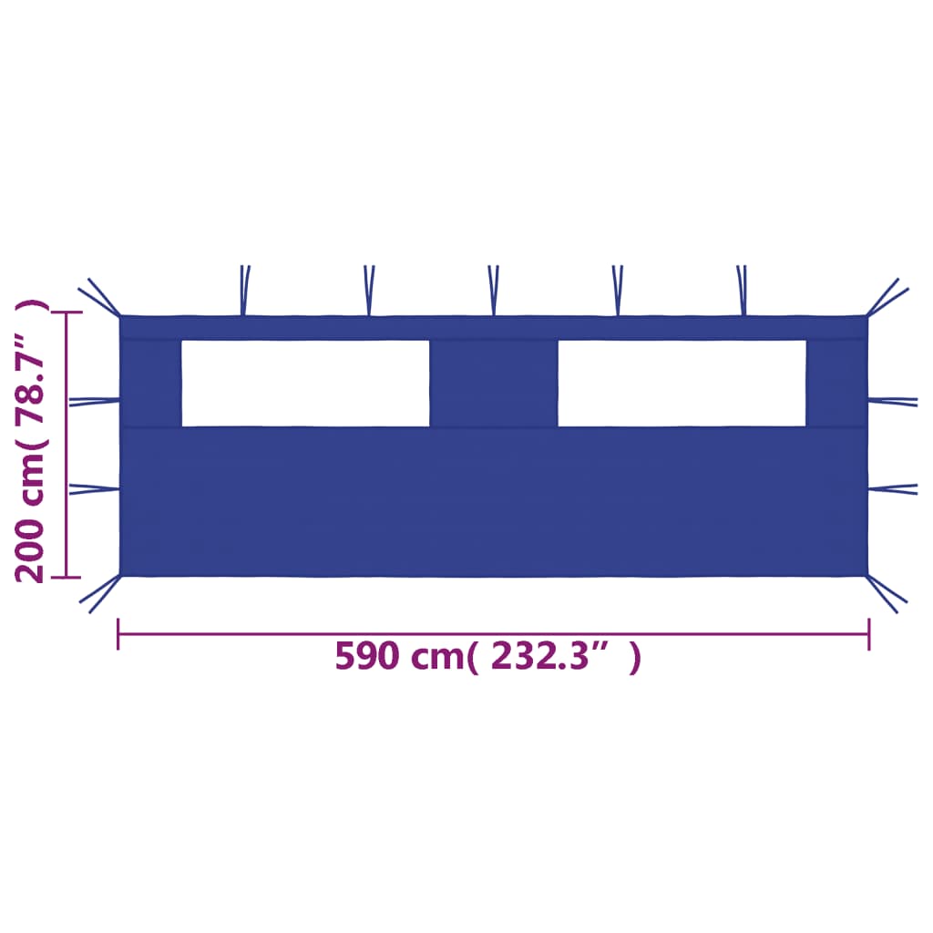 Pavillon-Seitenwand mit Fenstern 6x2 m Creme