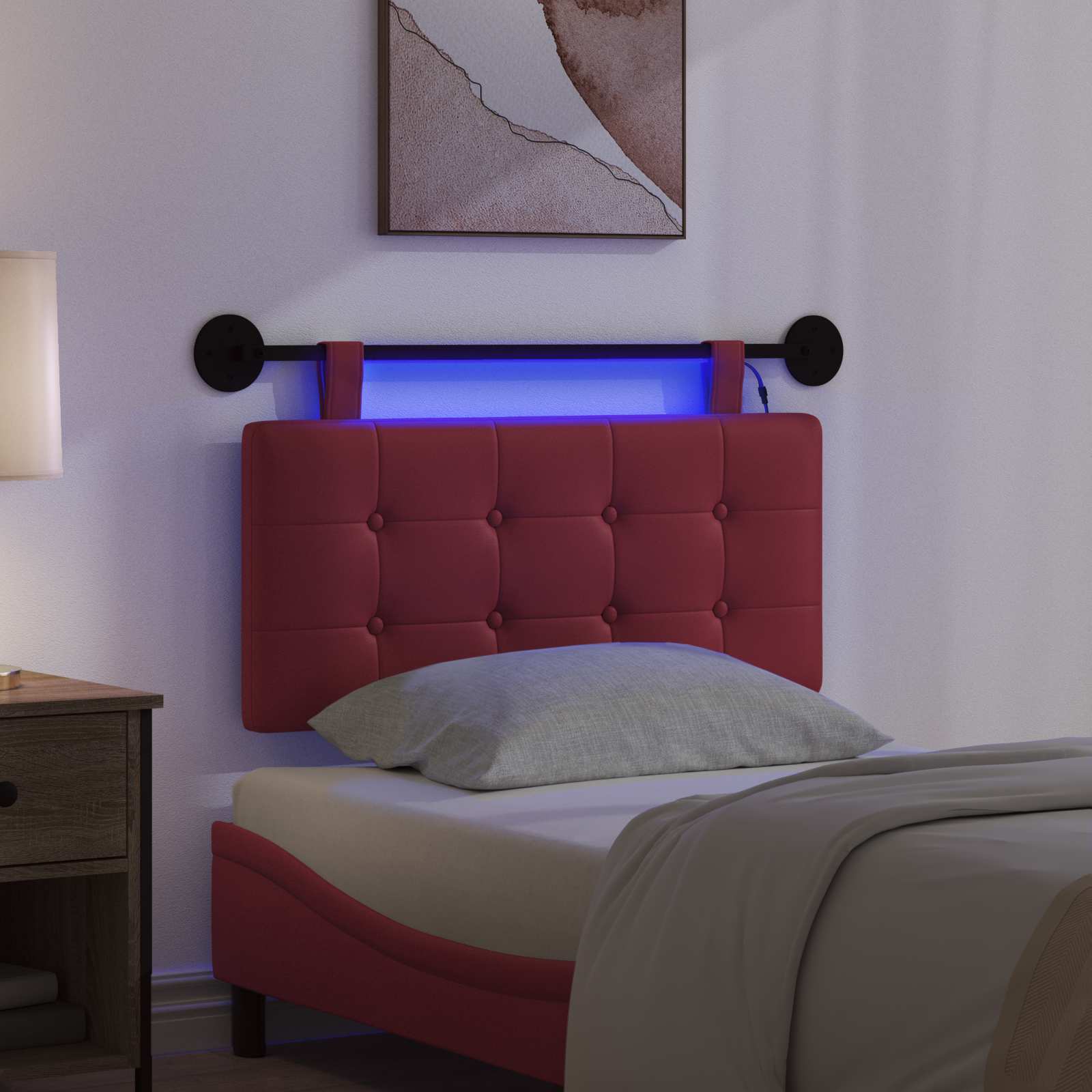 Hängendes Kopfteil Mit LED Licht Creme Kunstleder