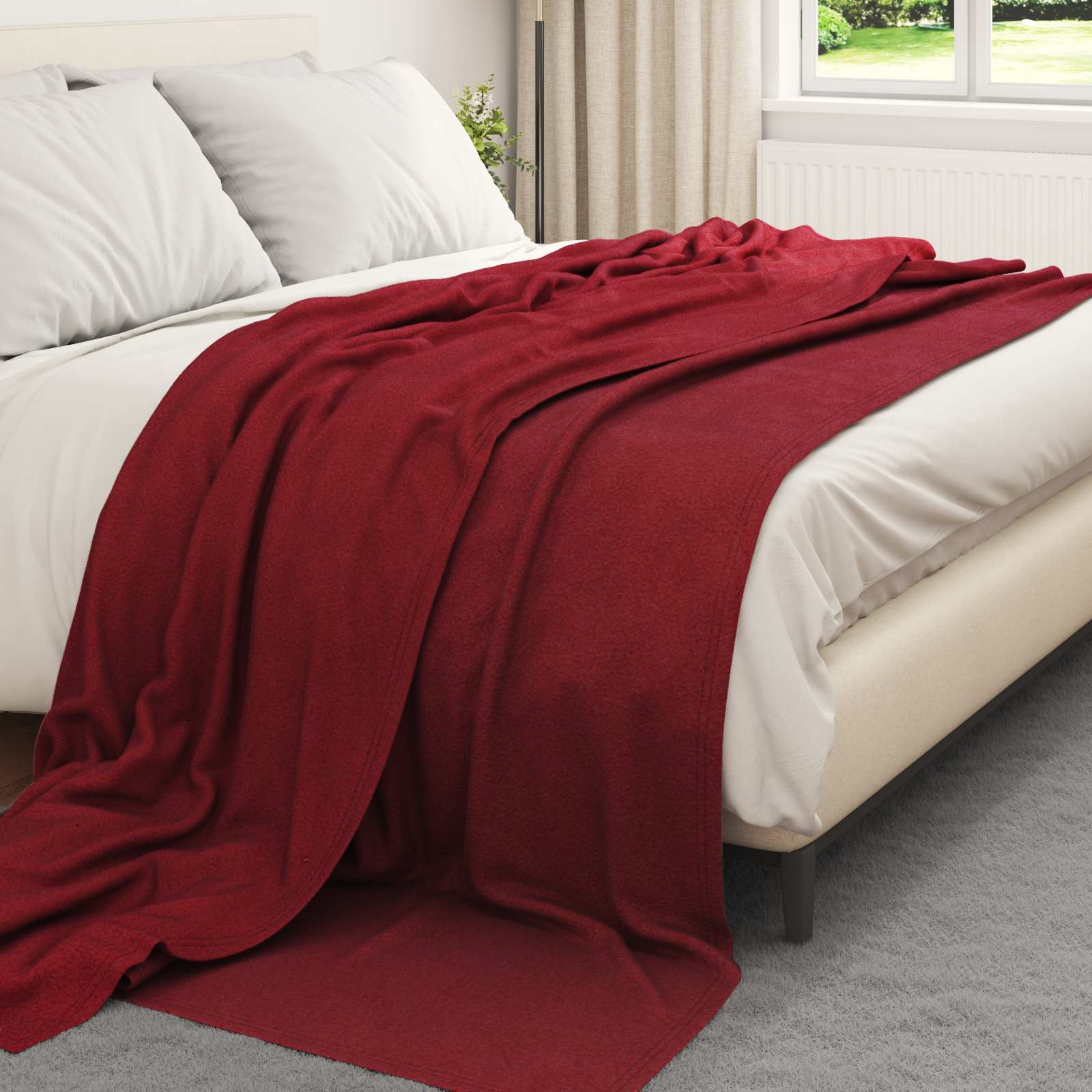 Überwurfdecke Beige 170 x 130 cm Fleece