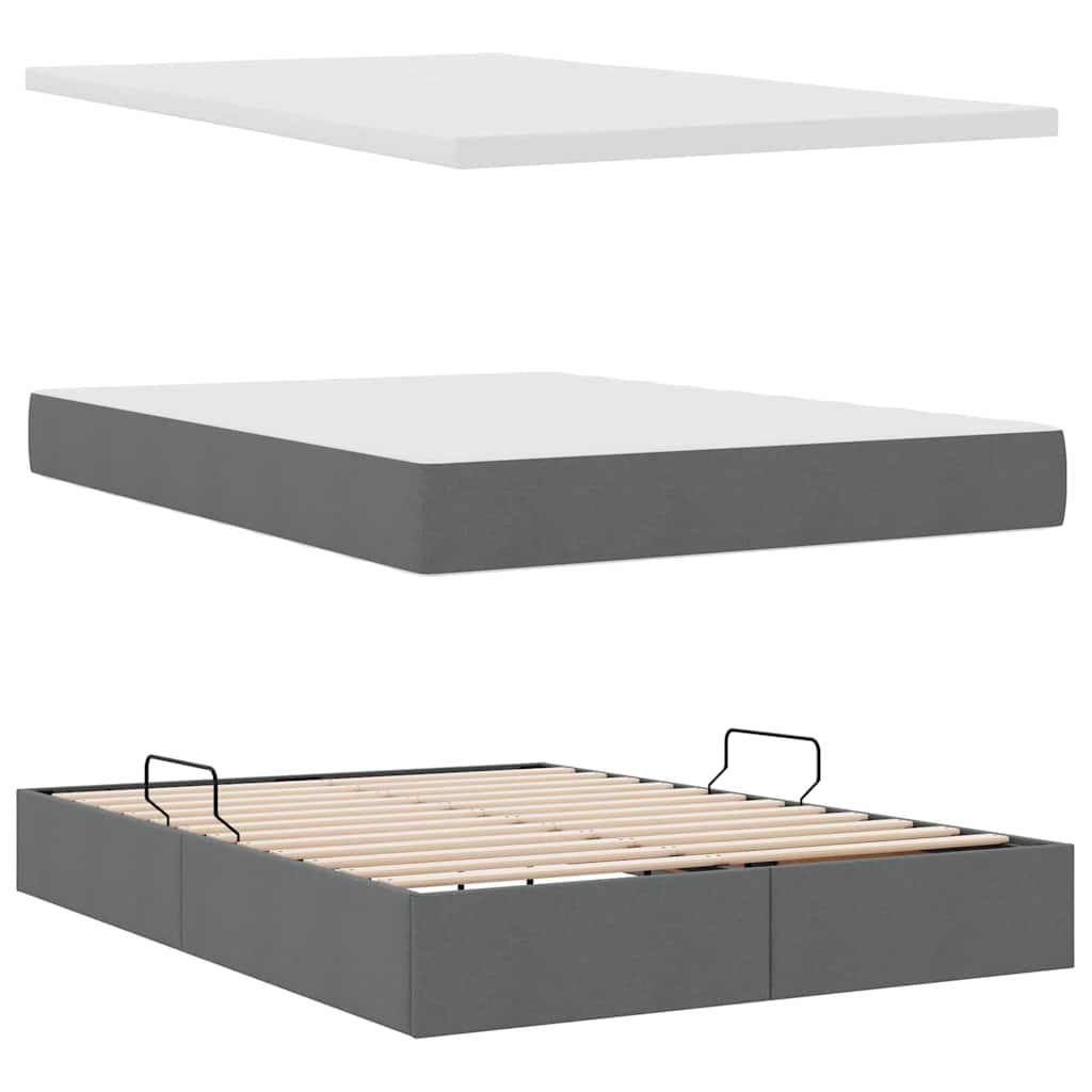 Aufbewahrungsbett mit Matratze Hellgrau 90 x 190 cm Polyester