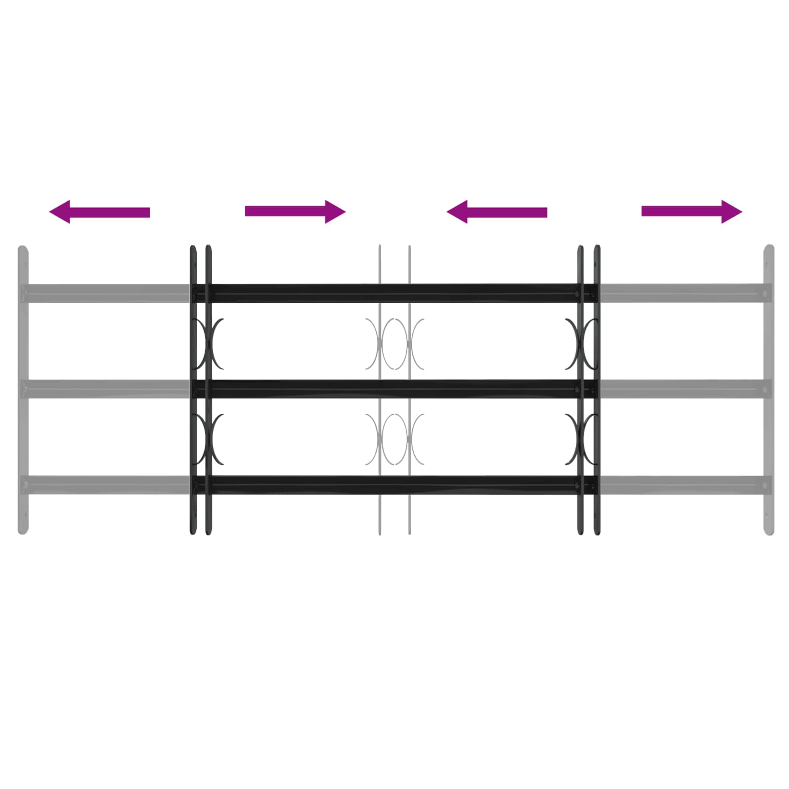 Fenstergitter 76 x 30 cm Pulverbeschichteter Stahl Schwarz