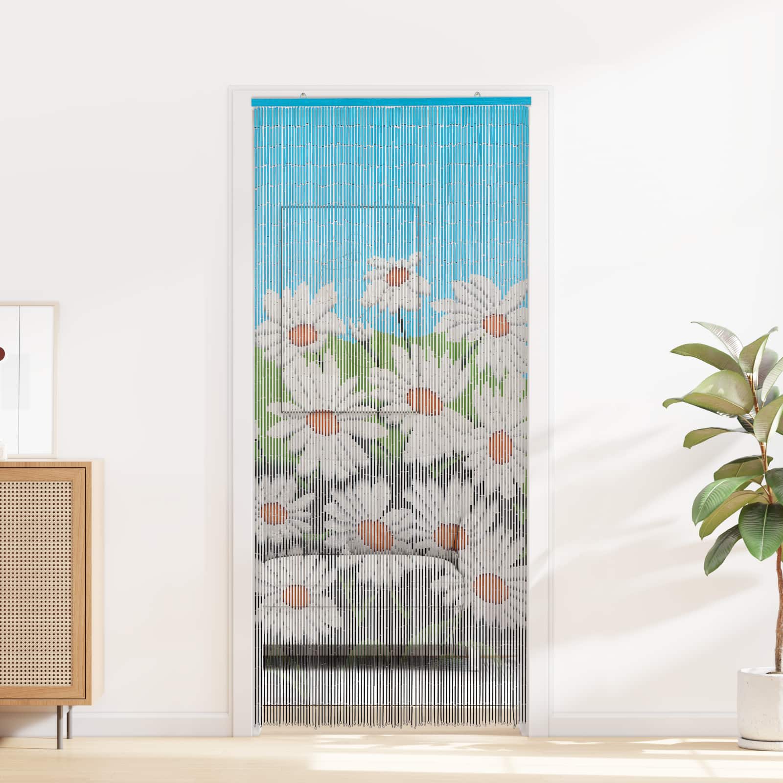 Insekten-Türvorhang Bambus Druck 90x220 cm Bambus