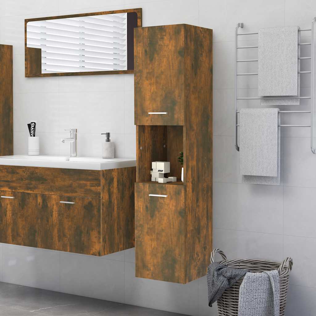 Badezimmerschrank Weiß 30x30x130 cm Holzwerkstoff