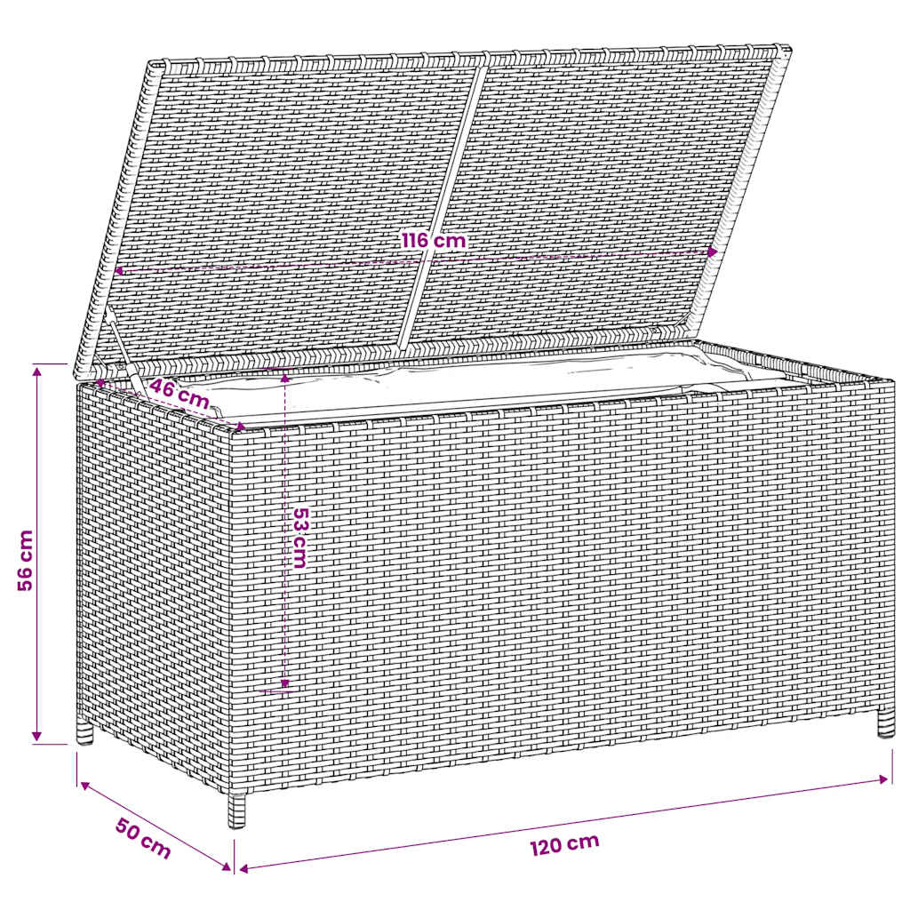 Gartentruhe Schwarz 283L Poly Rattan