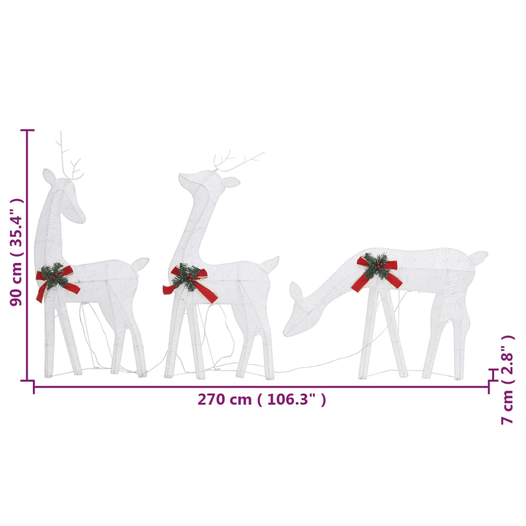 Weihnachtsdeko LED Rentiere 270x7x90 cm Golden Warmweiß