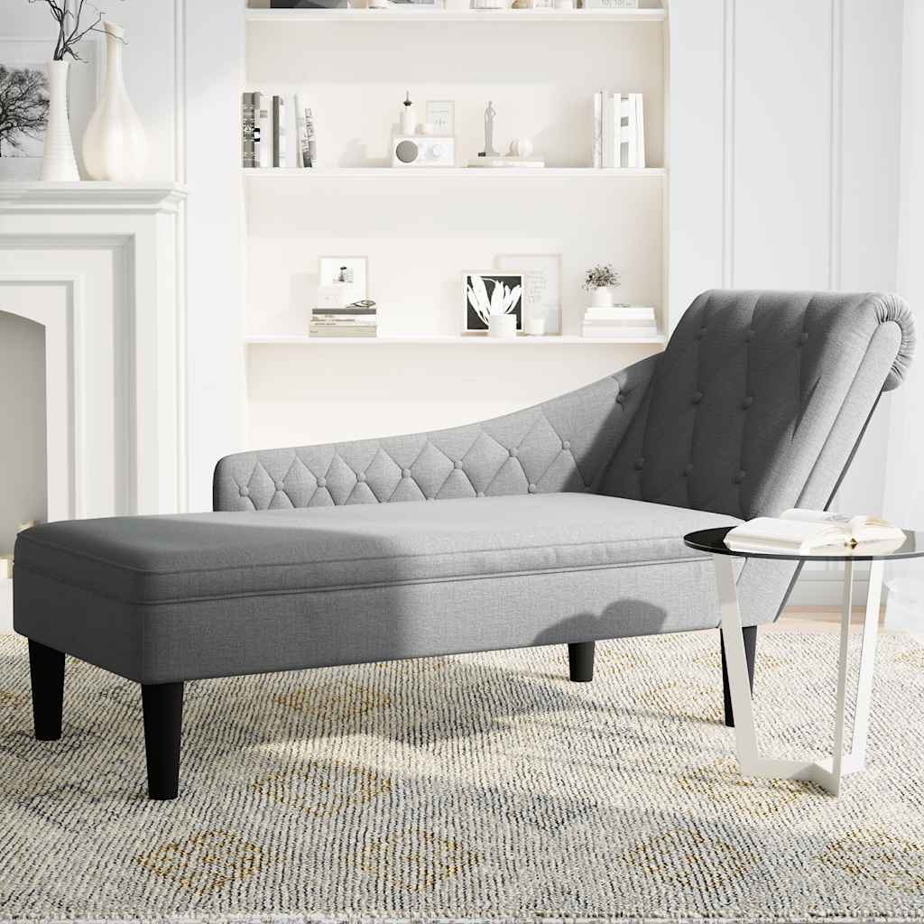 Chaiselongue mit Kissen und Rechter Armlehne Schwarz Stoff