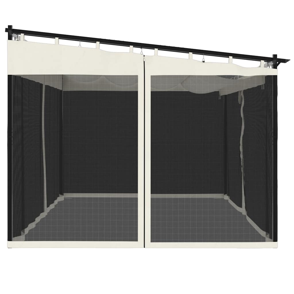Pavillon mit Netzwände Creme 3x3 m Stahl