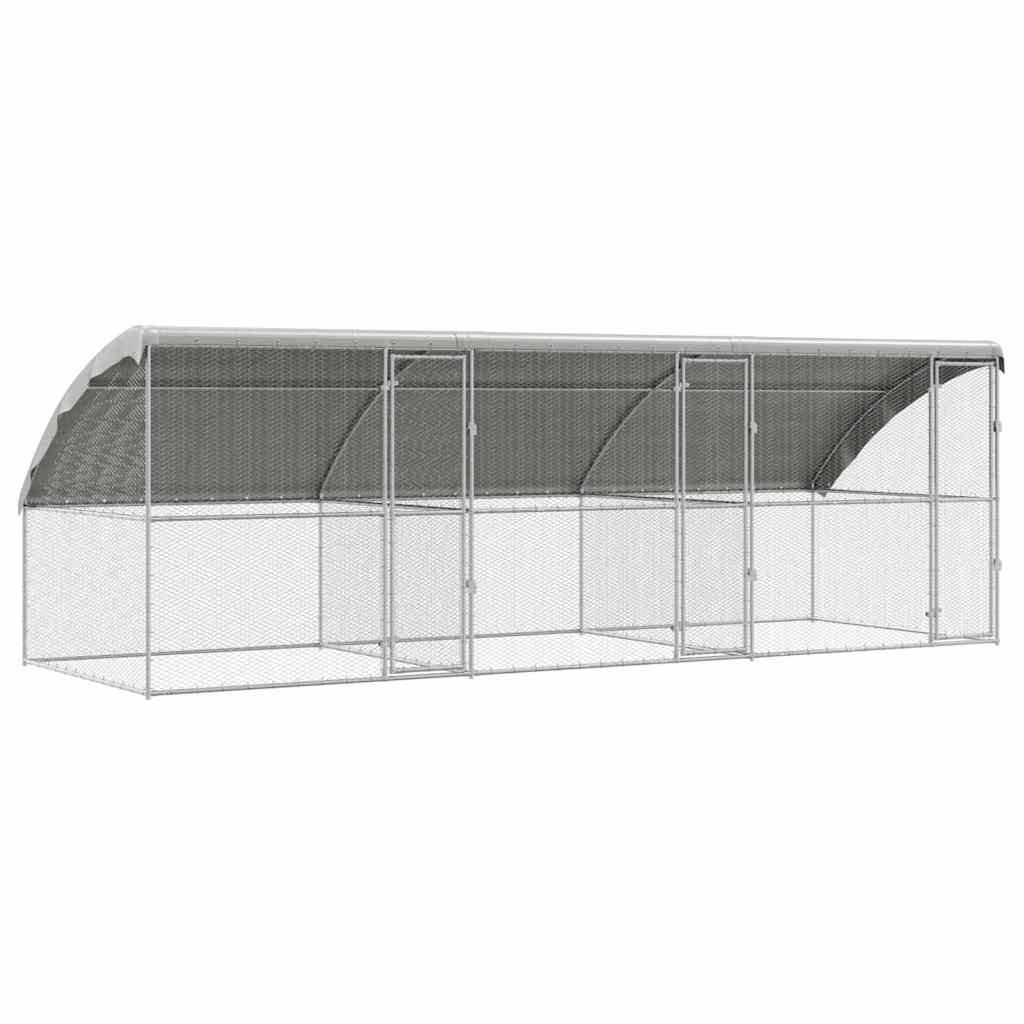 Hühnerkäfig 2 pcs Silber 400 x 200 x 200 cm Verzinkter Stahl
