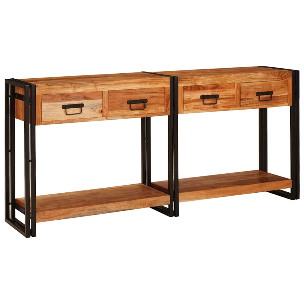 Konsolen-Tische 2 pcs Braun 161 x 33 x 75 cm Massivholz Mango