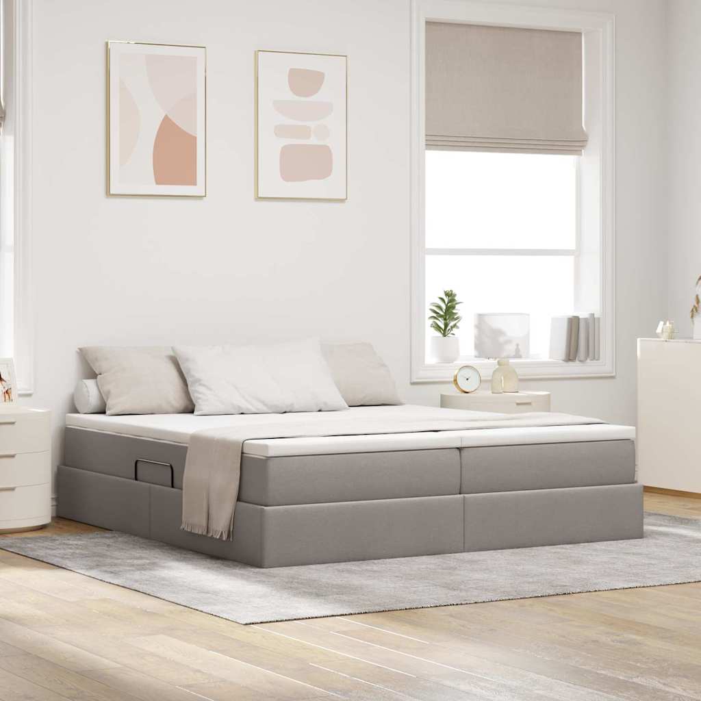 Aufbewahrungsbett mit Matratze Hellgrau 180 x 200 cm Polyester