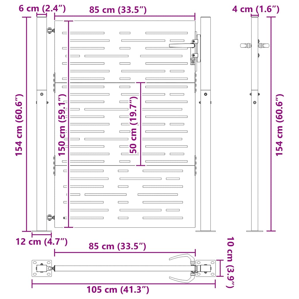 Gartentor 100x75 cm Cortenstahl Quadratisches Design