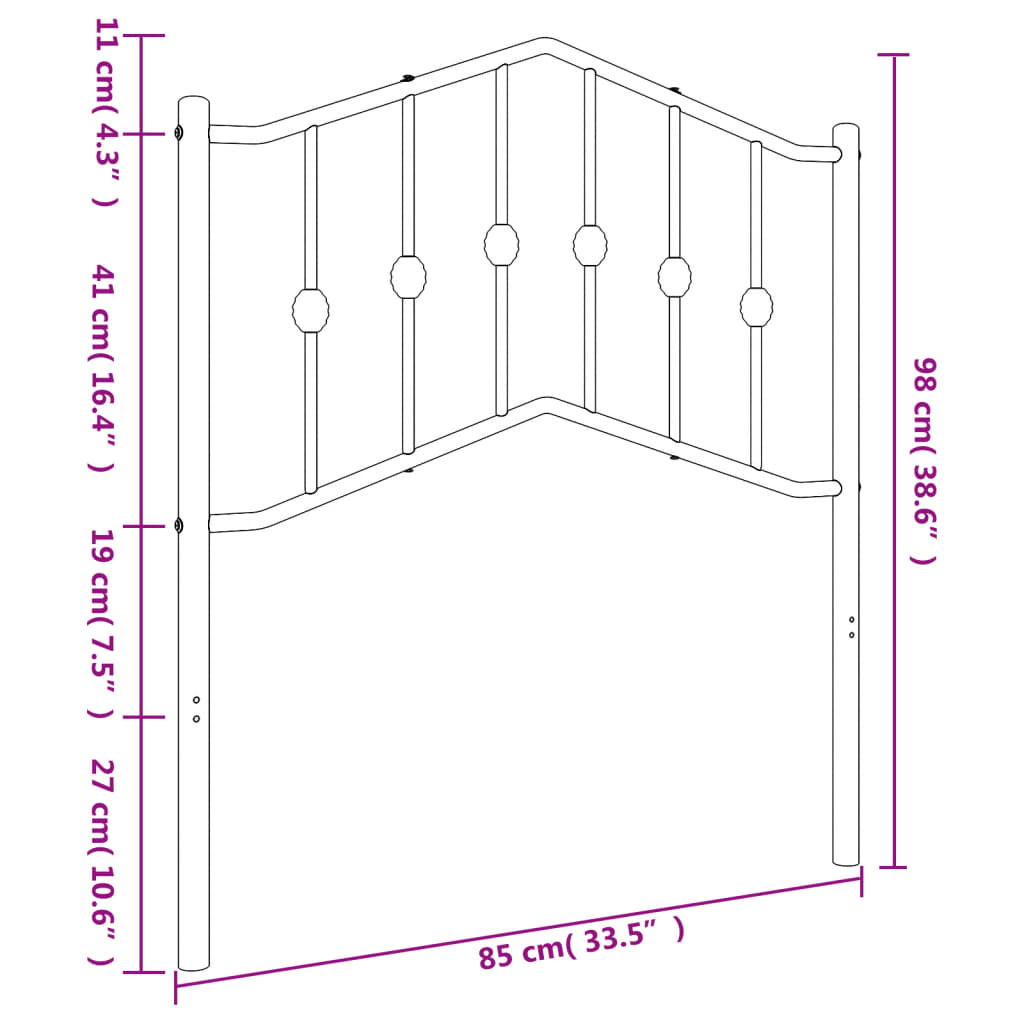 Ersatz-Kopfteil Metall Schwarz 90 cm