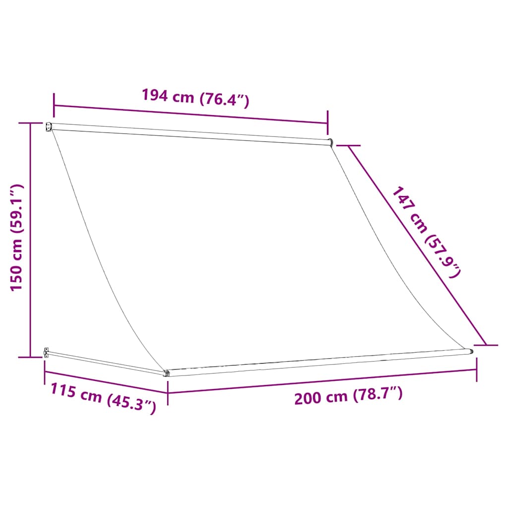 Markise Einziehbar Anthrazit 100x150 cm Stoff und Stahl