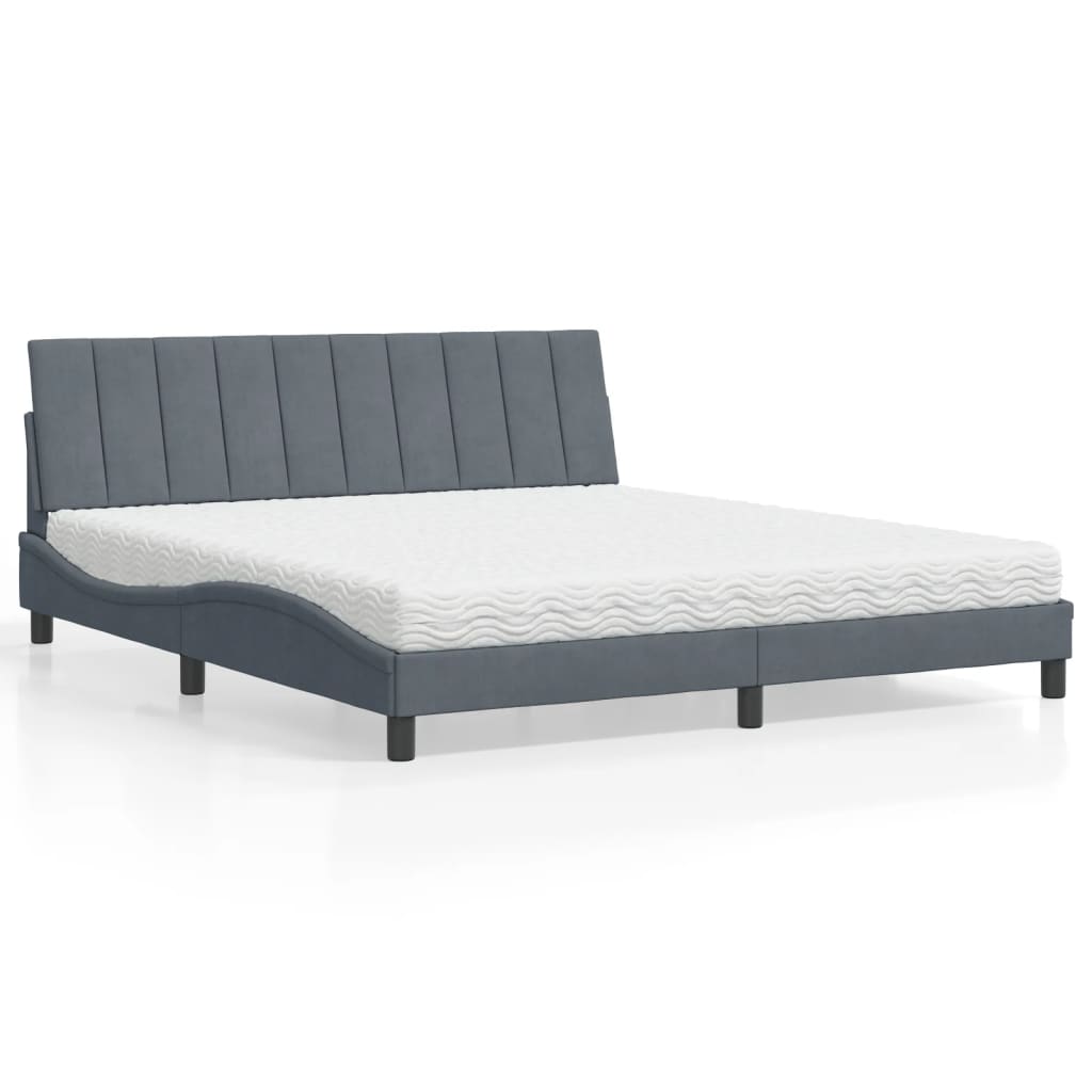 Bett mit Matratze "Hanko" Hellgrau 80x200 cm Samt