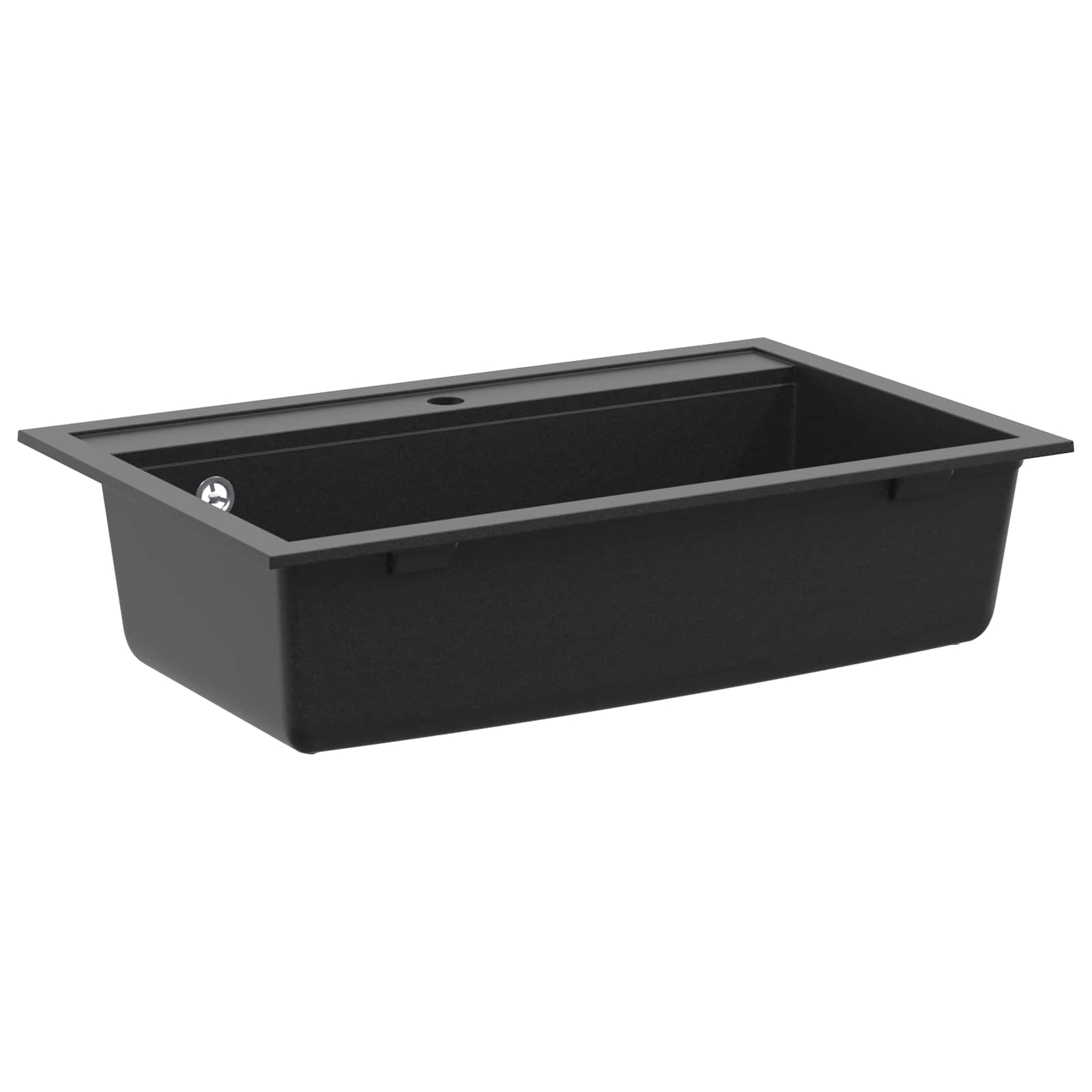 Granitspüle Einzelbecken Schwarz