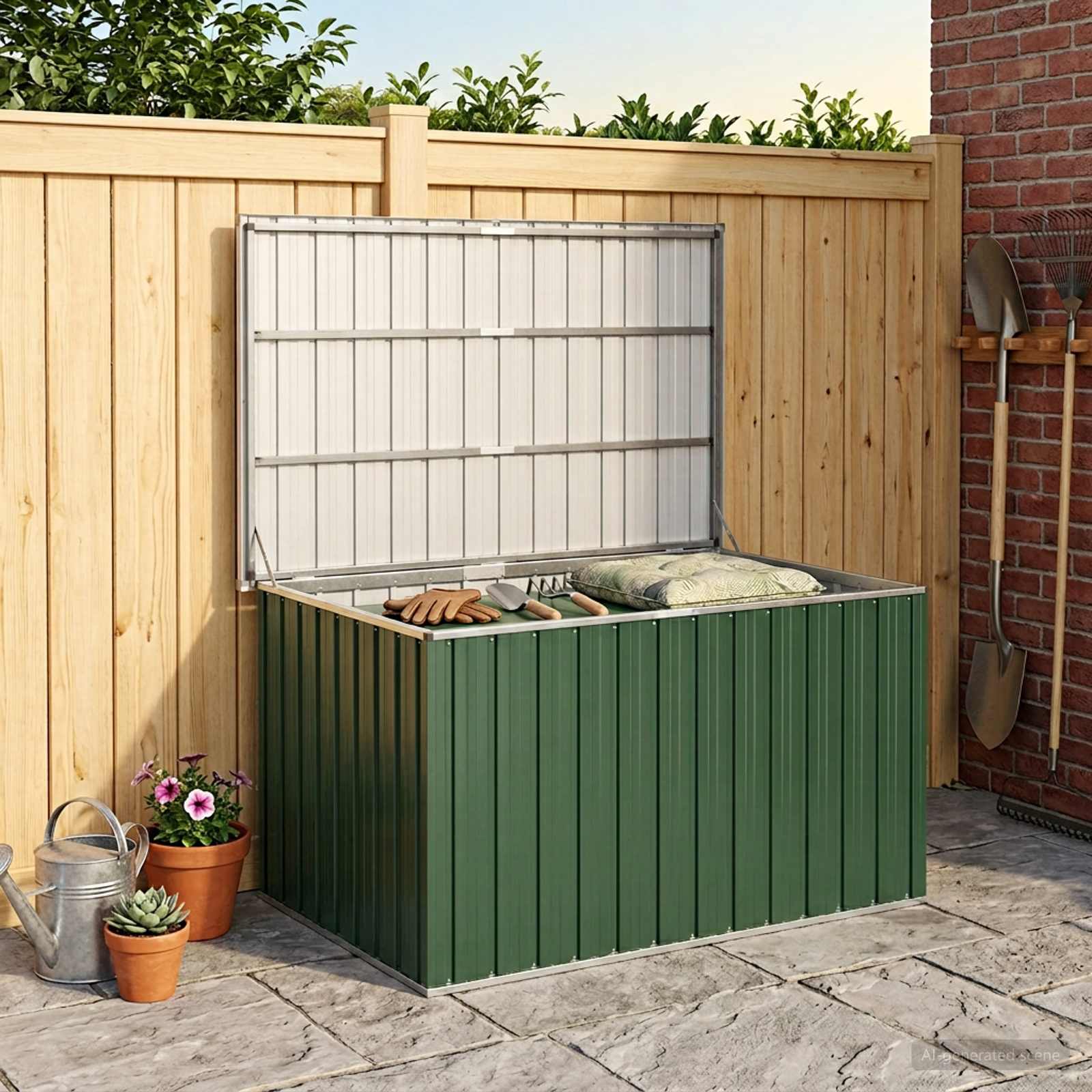 Außenlagerbox Holz 109 x 67 x 65 cm Verzinkter Stahl