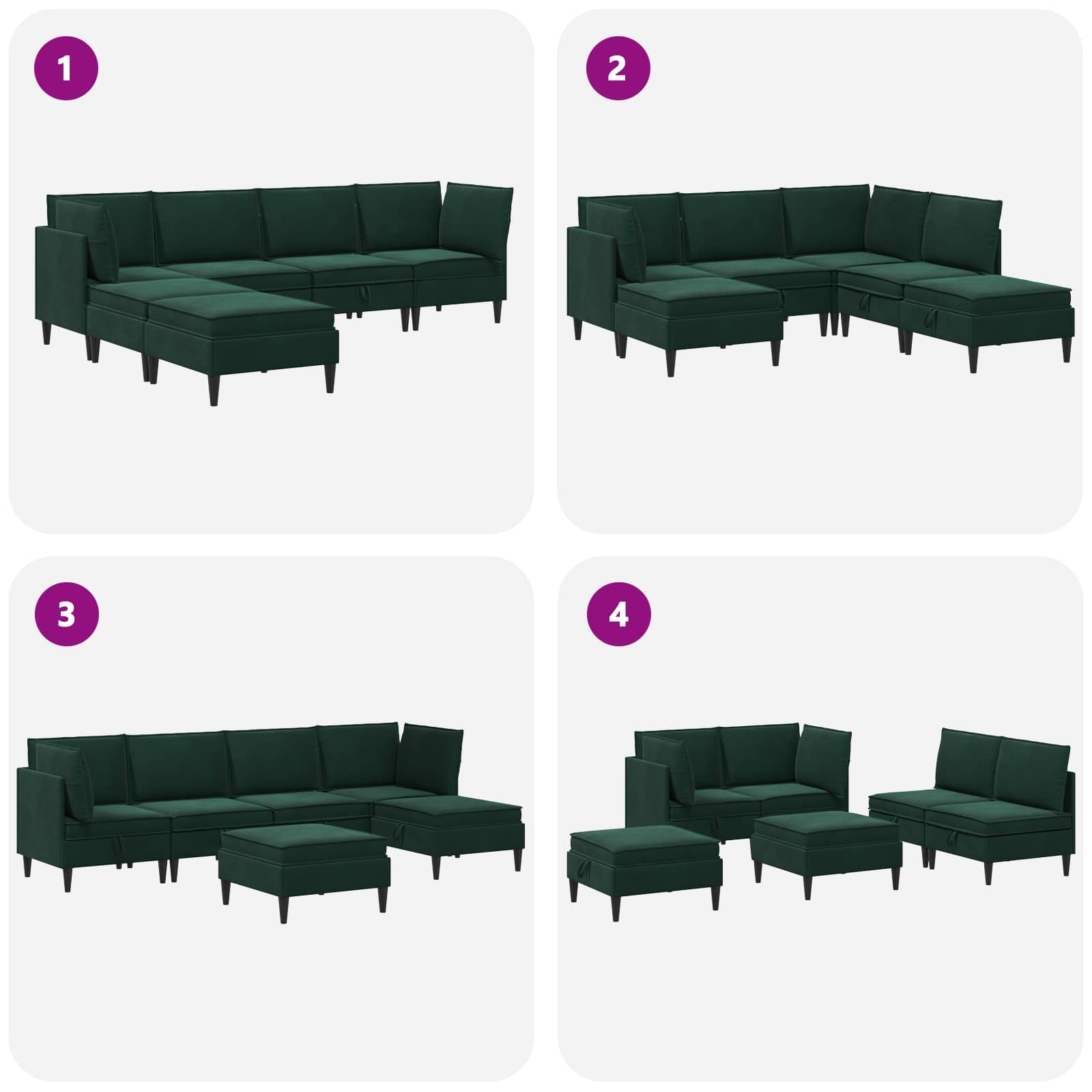 Wohnzimmergarnitur mit Kissen mit Speicher 3 pcs Hellgrau Samt