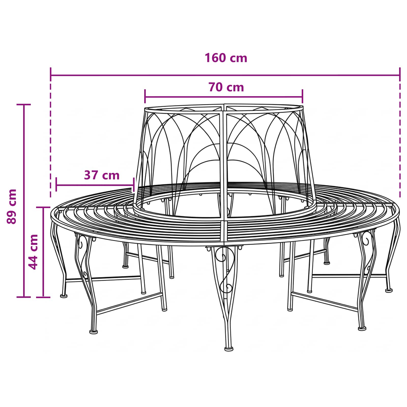 Baumbank 160 cm Stahl