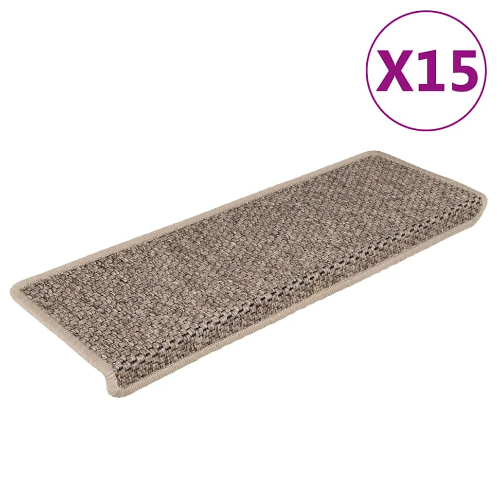 Treppenmatten Selbstklebend Sisal-Look 15 Stk. 65x21x4 Platina