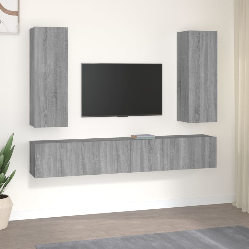 4-tlg. TV-Schrank-Set Weiß Holzwerkstoff