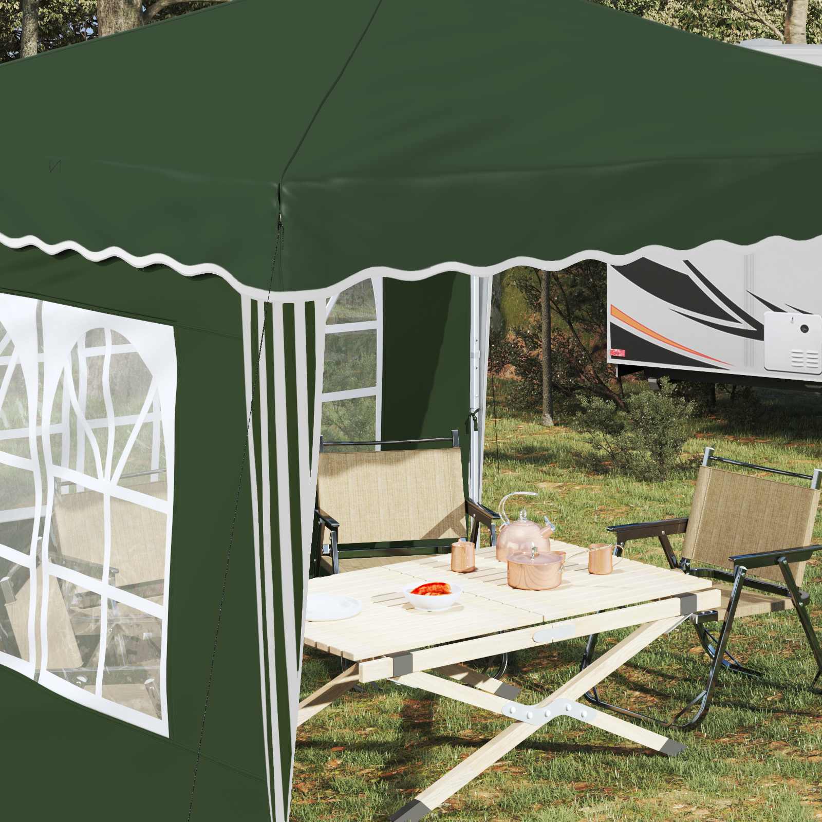 Pop-up Partyzelt 288 x 288 x 245 cm Creme Oxford-Stoff