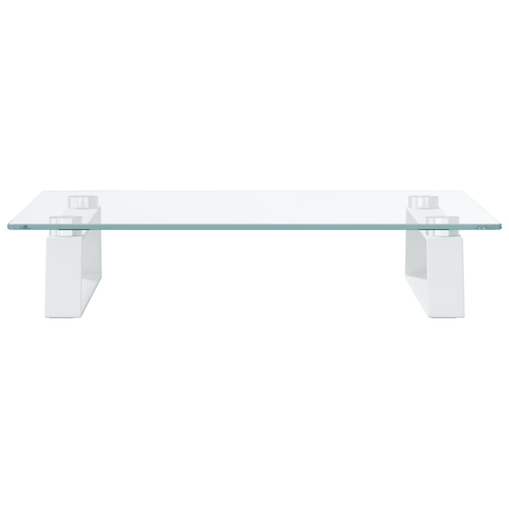Monitorständer Weiß 60x20x8 cm Hartglas und Metall