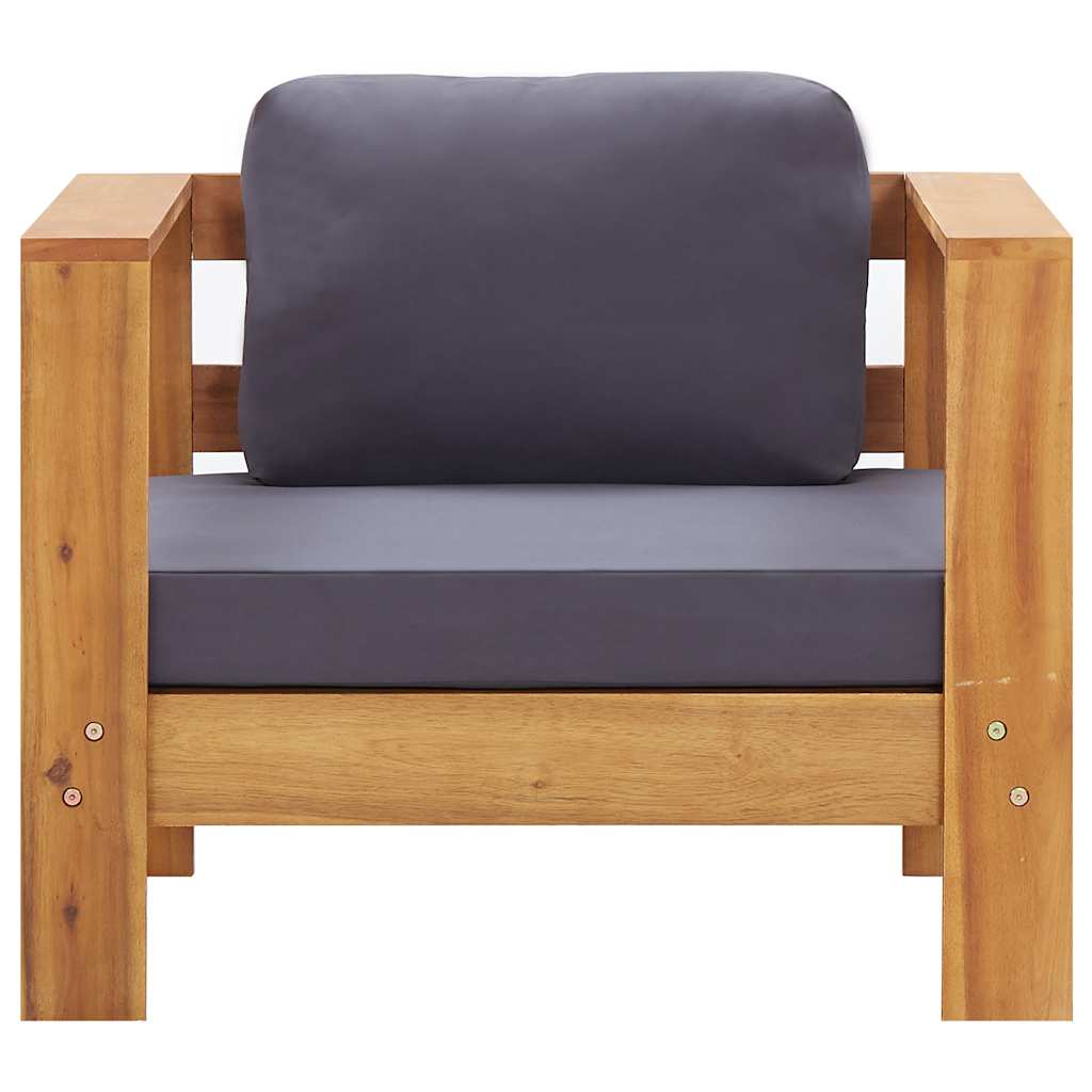 2-tlg. Garten-Lounge-Set mit Cremeweißen Kissen Akazienholz