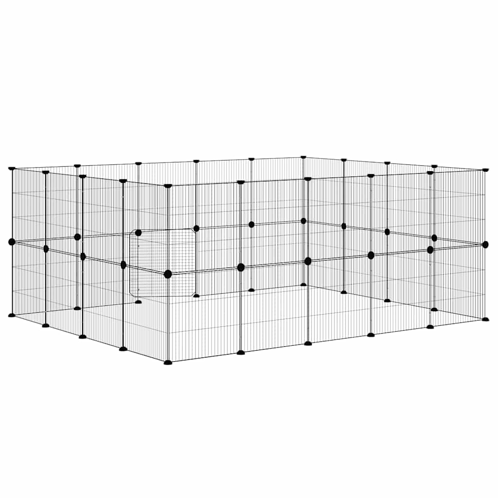 8-tlg. Haustierkäfig mit Tür Schwarz 35x35 cm Stahl