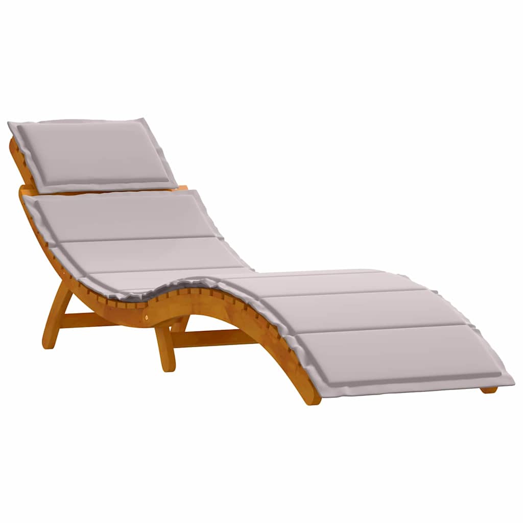 Sonnenliege mit Auflage Beige Massivholz Akazie