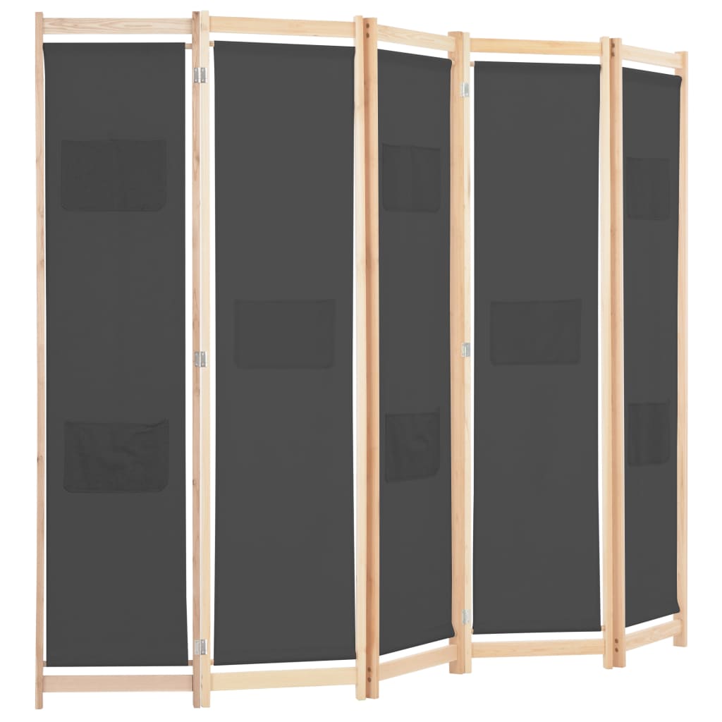 5-teiliger Raumteiler Creme 200 x 170 x 4 cm Stoff